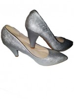 Shiny Silver Pointed Pump Heels