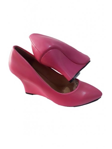 Elegant Solid Color PU Leather Wedge Shoe