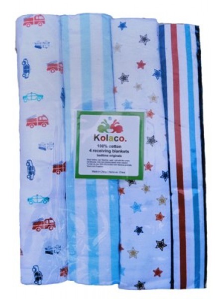 A Set of  4 Multicolor Flannel Newborn Baby Blankets