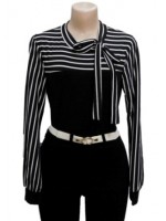 Sophisticated Cotton Stripped Long Sleeve Business Casual Top