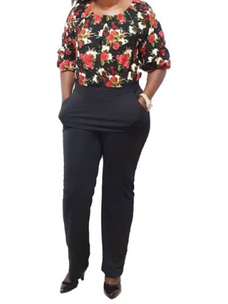 Fashionable Jumpsuit With Floral Top Styled for The Office/Business Casual.
