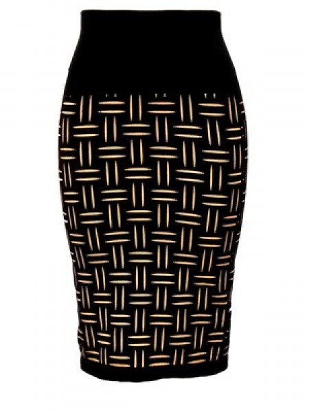 Black Sicily Texture Knit Pencil Skirt 