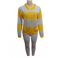 Casual Hooded Color Block Sweat Suit.