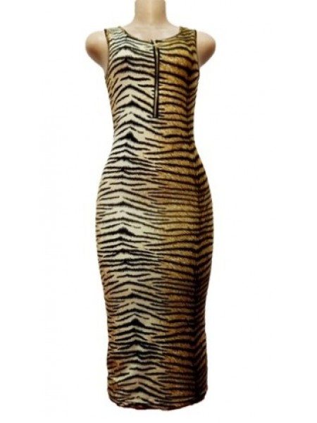  Animal Print Bodycon Long Dress